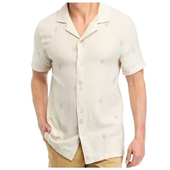 Truth by Republic Shirt Mens Size Small 55% Linen Woven Embroidered - Picture 1 of 16